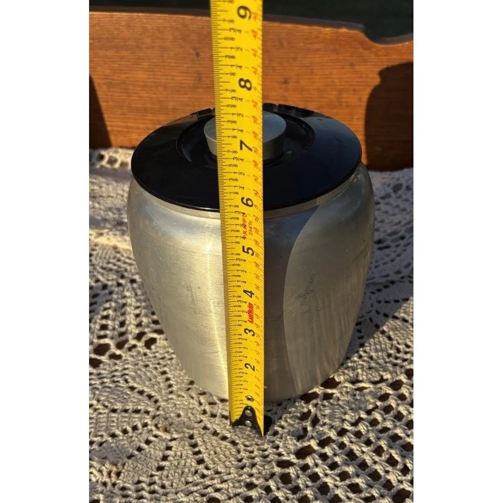 Vintage Kromex Spun Aluminum Coffee Canister With Black Plastic Lid Retro 50's